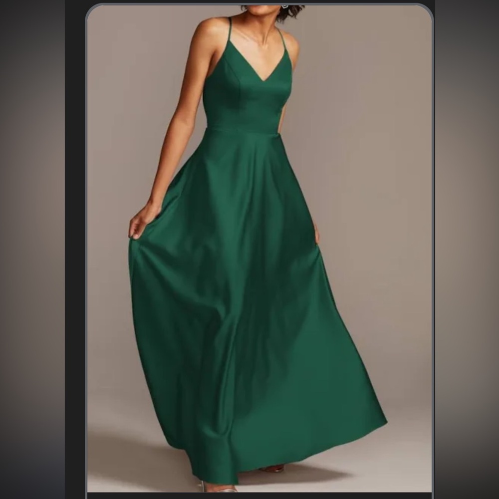 David’s Bridal Dress: Spaghetti Strap Satin A-line